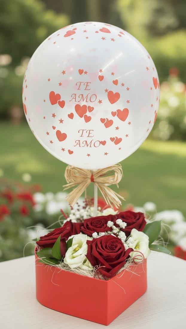 Box de Rosas com Balão