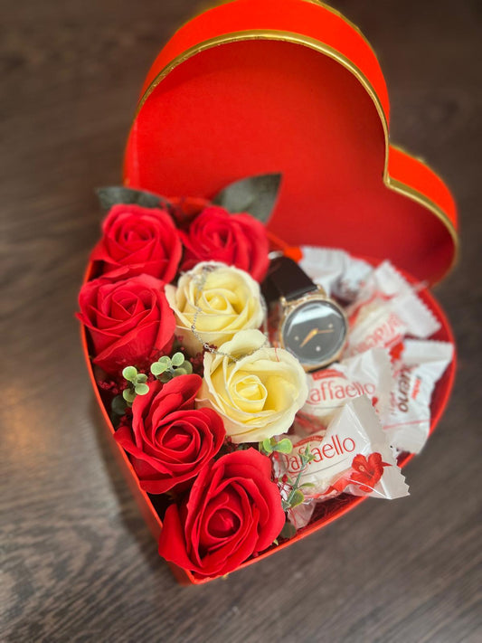Box Rosas c/relógio e pulseira