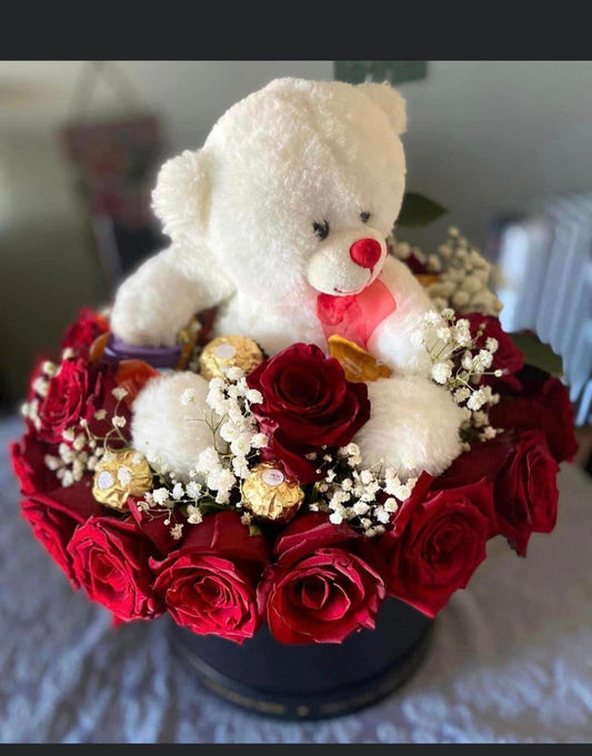 Box personalizavel com urso e chocolates